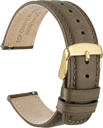 WOCCI Quick Release Watch Band, Distressed Genuine Leather, Stainless Steel Buckle, Strap Width 18mm 19mm 20mm 22mm 24mm