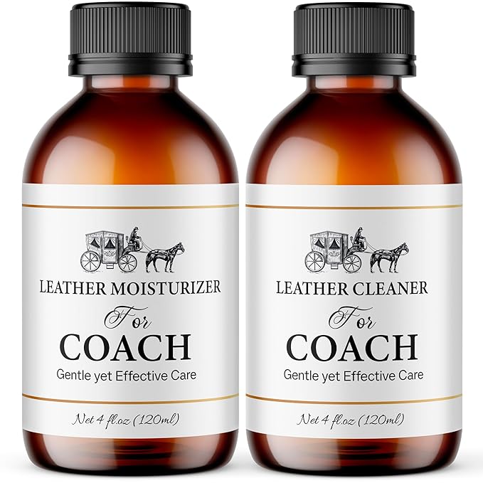 Leather Cleaner & Moisturizer Set for Coach, Gently Cleans Vachetta Leather, Restores Shine, Softens, Removes Stains & Light Scratches, Works for All Luxury Brands