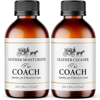 Leather Cleaner & Moisturizer Set for Coach, Gently Cleans Vachetta Leather, Restores Shine, Softens, Removes Stains & Light Scratches, Works for All Luxury Brands