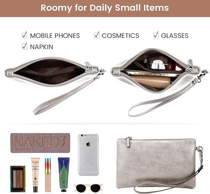 LOVEVOOK Laptop Tote Bag for Women, 15.6 Inch Large Capacity Vintage Leather Work Computer Bag, Business Casual Shoulder Handbag, Smoke Gray