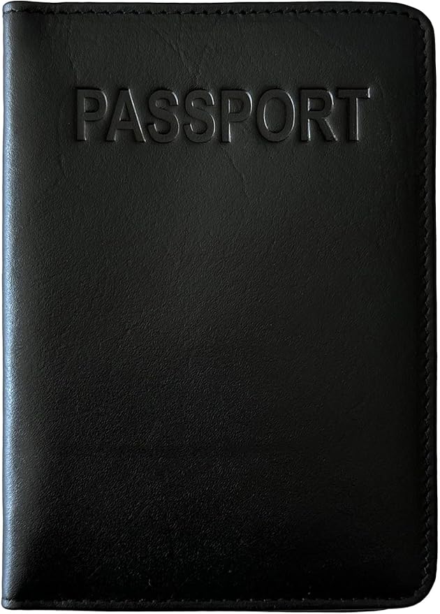 Black Basic Genuine Leather RFID Passport Cover