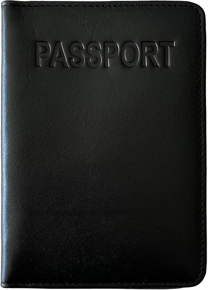 Black Basic Genuine Leather RFID Passport Cover