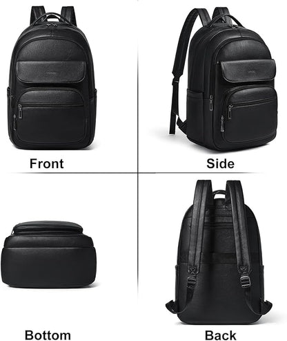Leresas 37L Backpack Purse for Women Mens Work Travel Teacher Back Pack Laptop Business Vegan Leather Backpack Fashion College Computer Bag Black