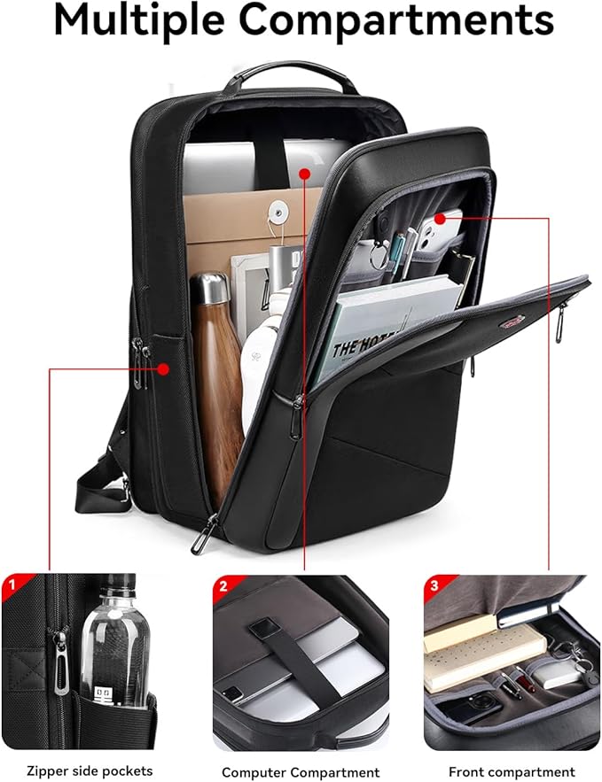 CROSSGEAR Business Commuter Backpack for Men, 26-32L Expandable Travel Laptop Backpack, Fit 15.6 Inch Laptop, Waterproof Computer Work Commute Daypack, Black