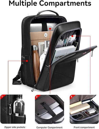 CROSSGEAR Business Commuter Backpack for Men, 26-32L Expandable Travel Laptop Backpack, Fit 15.6 Inch Laptop, Waterproof Computer Work Commute Daypack, Black
