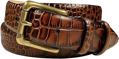 Adam Gold Men's Genuine Full-Grain Cowhide Leather Dress Belt 1-1/8"(30mm) Wide Polished Buckle