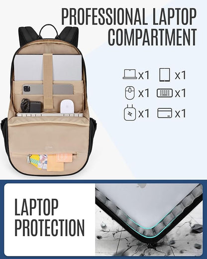 LIGHT FLIGHT Travel Laptop Backpack Women, 15.6 Inch Laptop Backpack with USB Charging Hole, Water Resistant College Bookbag, Black Computer Backpacks for Work,Light Blue
