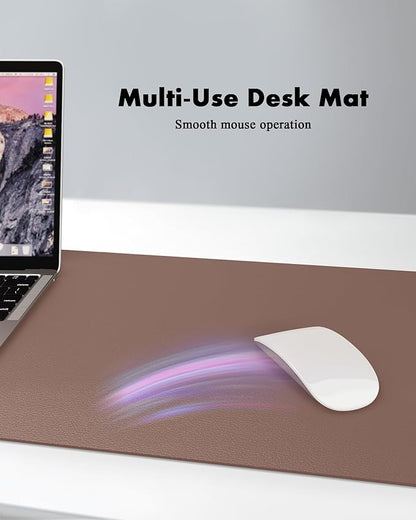 YSAGi Double-Sided Desk Pad, 35.4"x17"Leather Desk Mat, Eco Cork Desk Pad Protector,Large Mouse Pad,Waterproof Desk Blotter for Office/Home(Chocolate)