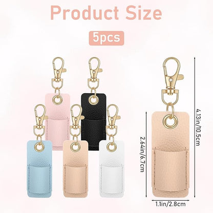 Sibba Portable Anti-Lost Pen Holder for Lanyard Anti-Lost Neck Lanyards Pen Holder 5PCS Single Pens Lanyard for Badge Keychain PU Leather Portable Pencils Clip Office Supplies for Badge Reels Nurses