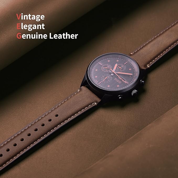 Fullmosa Watch Bands,18mm 19mm 20mm 21mm 22mm 24mm 26mm Quick Release Leather Watch Band Strap - Burnished Leather Watch Band Vintage Wristband