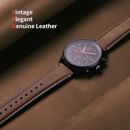 Fullmosa Watch Bands,18mm 19mm 20mm 21mm 22mm 24mm 26mm Quick Release Leather Watch Band Strap - Burnished Leather Watch Band Vintage Wristband