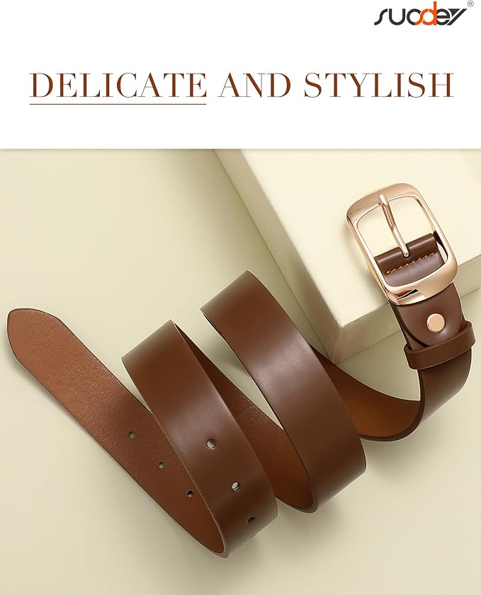 SUOSDEY Women Belts For Jeans Dresses Pants Ladies Leather Waist Belt with Elegant Buckle, Width 1.3"