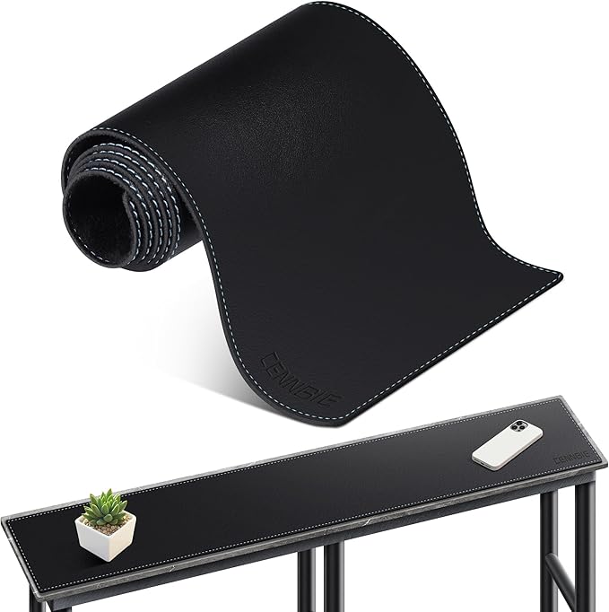 CENNBIE Console Table Leather Cover - 47 x 5.9 Inches Sofa Table Narrow Long Mat - TV/Media/Gaming/Center Console Table Protector Pad for Narrow Side Table, Sideboard, Entryway Table (Black)