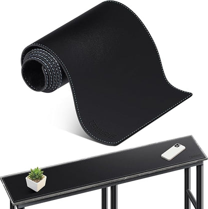 CENNBIE Console Table Leather Cover - 47 x 5.9 Inches Sofa Table Narrow Long Mat - TV/Media/Gaming/Center Console Table Protector Pad for Narrow Side Table, Sideboard, Entryway Table (Black)
