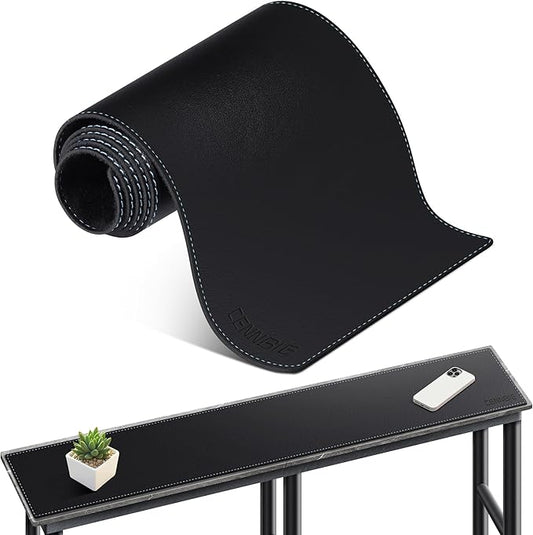 CENNBIE Console Table Leather Cover - 47 x 5.9 Inches Sofa Table Narrow Long Mat - TV/Media/Gaming/Center Console Table Protector Pad for Narrow Side Table, Sideboard, Entryway Table (Black)