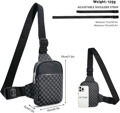 Long Keeper Mini Sling Bag - Women Men Vegan Leather Crossbody Phone Bag Waterproof Travel Running Chest Bag Casual Daypack