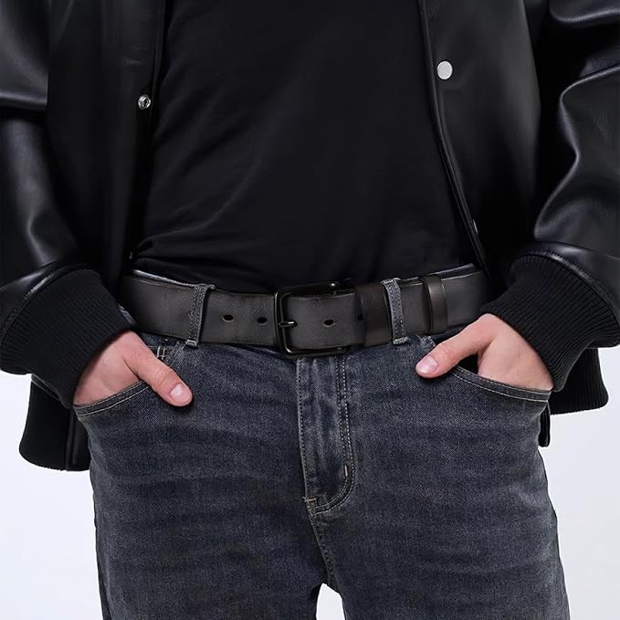 Men's Leather Belt Full Grain Leather Belts for Men Handmade Real Solid Top-Grain Leather Heavy-Duty Work Belt Gifts