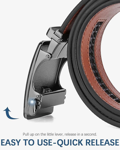 BOSTANTEN Mens Belt Leather Ratchet Belt For Men Dress and Casual with Adjustable Buckle, Trim to Fit