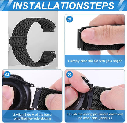 Compatible with 16mm 18mm 19mm 20mm 22mm 24mm Watch Bands Quick Release Replacement Wristband,Adjustable Stretchy Nylon Solo Loop Straps Fabric Braided Sport Elastic Bands for Men Women
