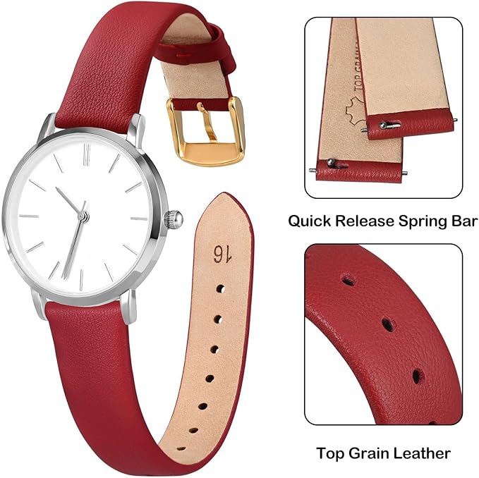 ANNEFIT Watch Bands for Men Women, Top Grain Leather Watch Strap with Quick Release, Band Width 12mm 13mm 14mm 16mm 18mm 20mm 22mm