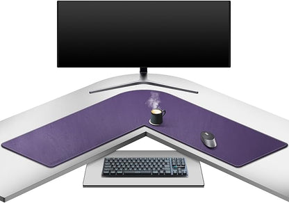 Mydours L Shaped Desk Mat, (38"+38) x 13" Large PU Leather Corner Desk Pad Blotter, XXL Large Waterproof Gaming Mouse Pad, L Shaped Mouse Pad for Computer Keyboard Home Office (Purple)