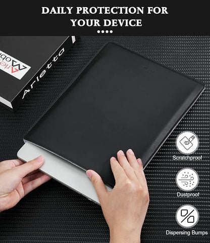 MoKo Laptop Sleeve Compatible with New Mac Pro 14 Inch M5/4/3/2/1 2026-2021, Slim Stylish Laptop Bag Made of PU Leather, Fliz Sleeve Case, Carry Bag for 14 Inch Mac, Black