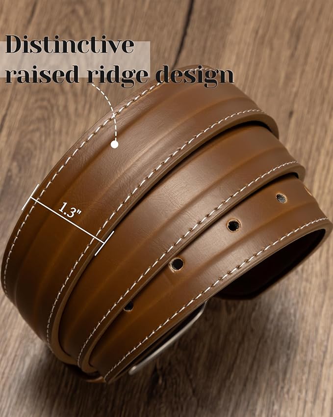 maikun Mens Belts Leather, Designer Casual Dress Belt Men with Adjustable Buckle for Jeans Office Gift for Men