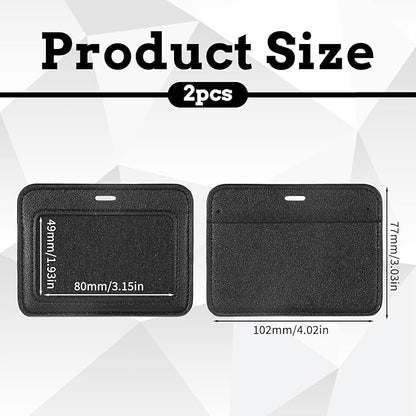 1 Pcs ID Badge Holder Horizontal Black Badge Holder Name Tag Holders Leather Black Waterproof Name Badges Holders Single-Side Clear Card Multiple Card Slots Holderes for Staff Offices Employees