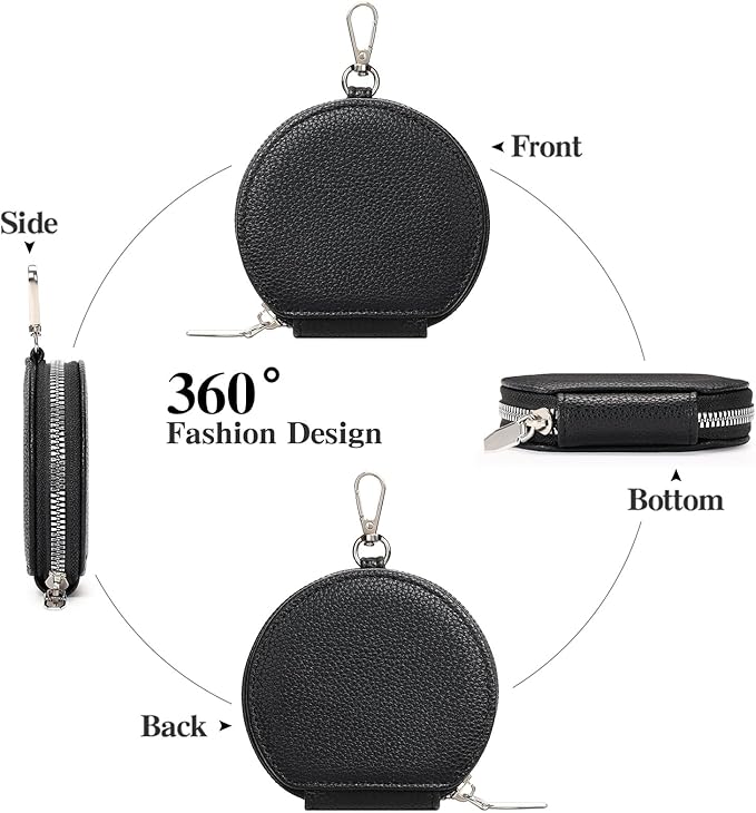 FALAN MULE Coin Purse Small Leather Pouch Wallet Round Zipper Change Pouch for Women