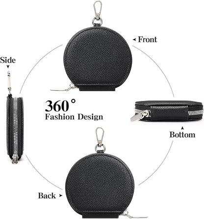 FALAN MULE Coin Purse Small Leather Pouch Wallet Round Zipper Change Pouch for Women