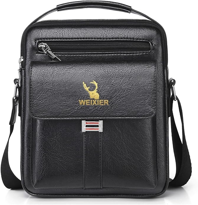 Messenger Bag for Men Crossbody Shoulder Purse Small Vintage PU Leather Satchel Pouch Side Crossover Handbag