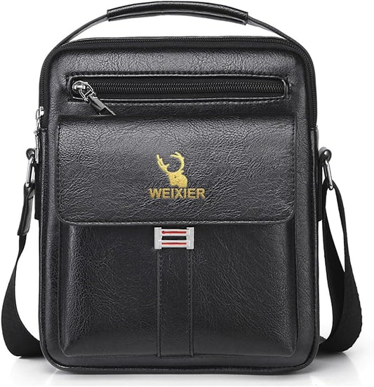 Messenger Bag for Men Crossbody Shoulder Purse Small Vintage PU Leather Satchel Pouch Side Crossover Handbag