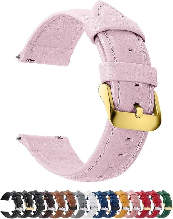 Fullmosa Watch Band, Quick Release Leather Watch Strap for Men Women, Replacement Bands Width 12mm 14mm 16mm 18mm 19mm 20mm 21mm 22mm 24mm