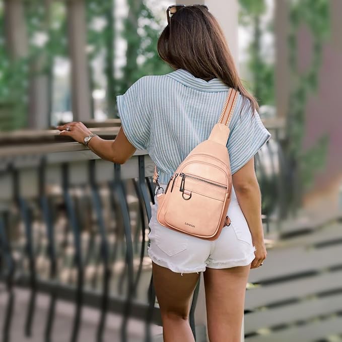 Leresas 7L Sling Bag for Women Men Vegan Leather Crossbody Bags Fanny Pack Purse Backpack Over Shoulder Bag Travel Anti Theft