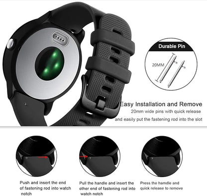 GEAK Compatible with Garmin Vivoactive 5 Watch Bands/Garmin Vivoactive 3 Watch Bands,20mm Silicone Band for Vivoactive 3 Music/Vivomove Sport,Forerunner 645/245 Music Smartwatch Women Men Black