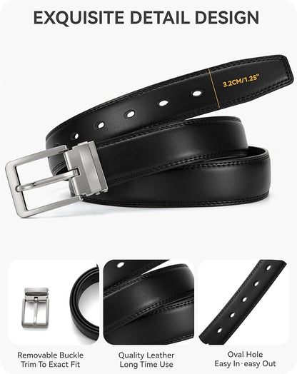 CHAOREN Mens Belt Leather - 1 3/8" Dress Belts for Men - Considerate Gift for Work Business Casual Jeans