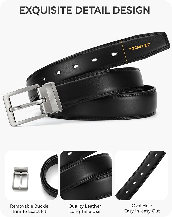 CHAOREN Mens Belt Leather - 1 3/8" Dress Belts for Men - Considerate Gift for Work Business Casual Jeans