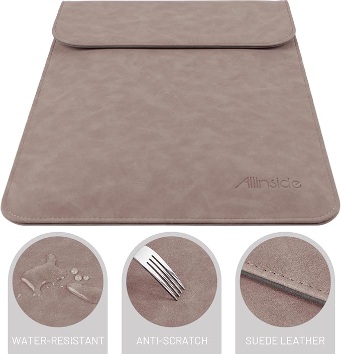 Allinside 13-13.3 inch Laptop Sleeve Case for MacBook Pro 14 2021-2026/MacBook Air 13 2010-2017/MacBook Pro 13 2010-2015, Waterproof PU Suede Leather Laptop Protective Vertical Case Cover, Pink
