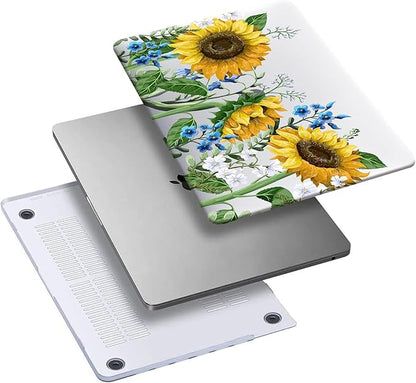 KEROM Compatible with MacBook Pro 13 inch Case 2022-2016 Release M2 M1 A2338 A2289 A2251 A2159 A1989 A1706 with Touch Bar, Plastic Hard Shell Case & Keyboard Cover, Sunflower