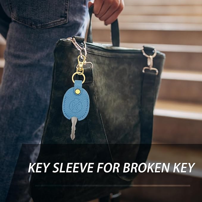 Leather Key Sleeve for Broken Key, Car Key Cover, Key Loop Replacment, Key Fod Protector Keychain for Women/Men