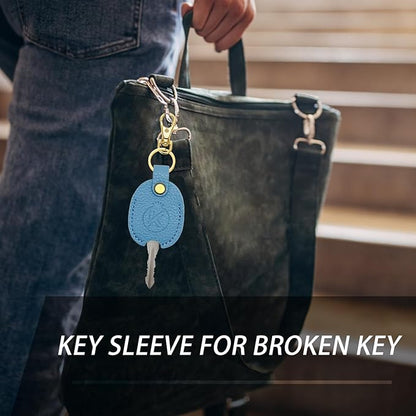 Leather Key Sleeve for Broken Key, Car Key Cover, Key Loop Replacment, Key Fod Protector Keychain for Women/Men