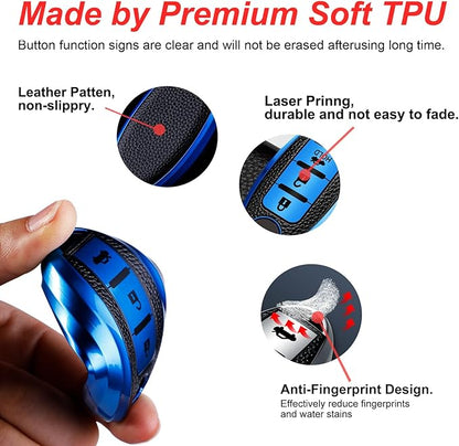 Montague Key Fob Cover for Nissan with Keychain Accessories, Premium Soft TPU Full Protection Key Case for Altima Rogue Sentra Maxima Pathfinder Frontier Titan Smart Key Shells (4-Buttons, Red)