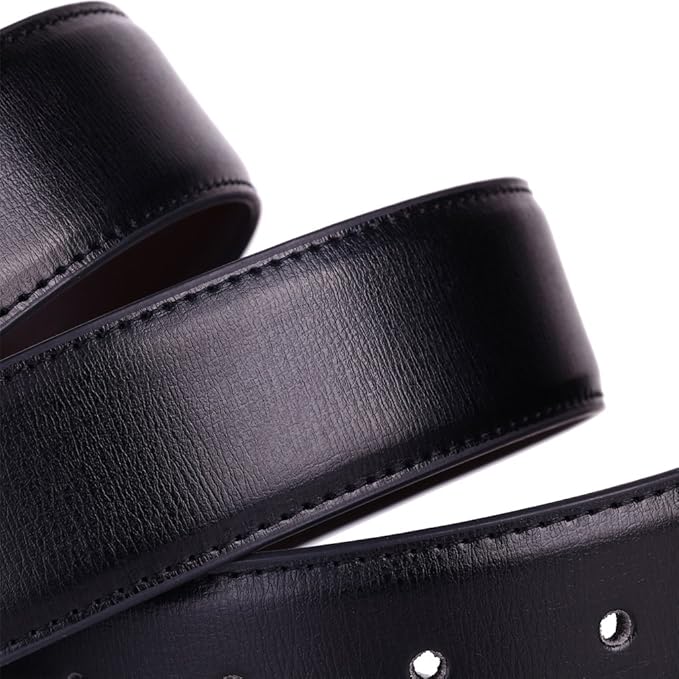beltox fine Men's Dress Belt Leather Reversible 1.25" Wide Rotated Buckle Gift Box