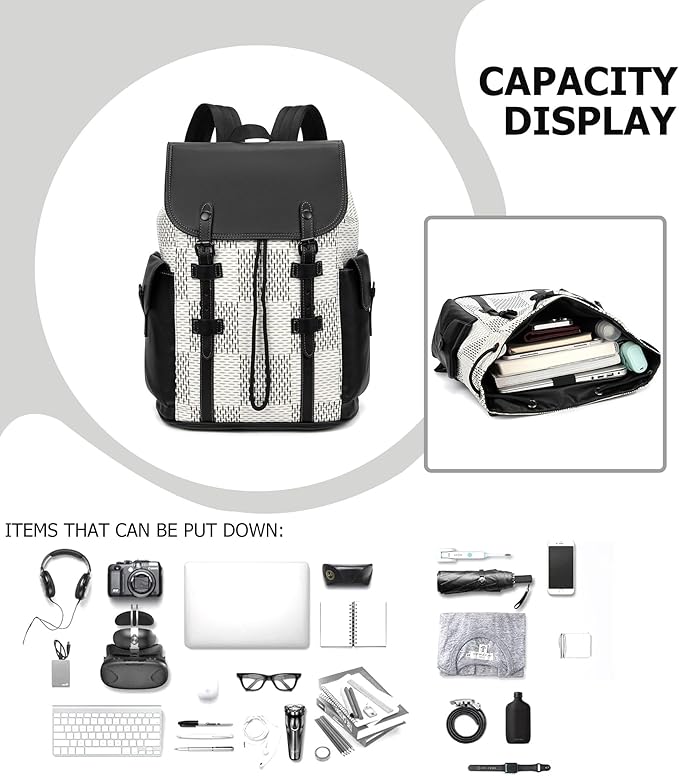 KingTo Laptop Backpack for Men Luxury Anti-Theft Travel Backpack Casual Business Waterproofing Computer Bag (B-White)