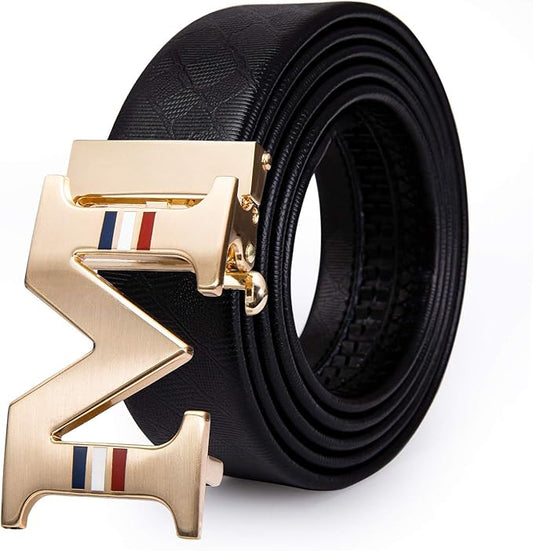 Barry.Wang Mens Belts Leather Ratchet Automatic Buckle Slide Click 1 3/8" Designer Dress Fashion Classic Casual Work Business