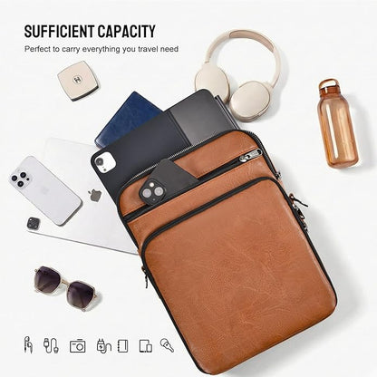 Crossbody Bags for Women and Men, Medium Leather Ladies Shoulder Cross body Bag Sling Travel Purses Handbags