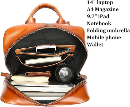 NIUCUNZH Genuine Leather Backpack for Men Travel Daypack Women College School Computer Bag for 15inch Laptop Business