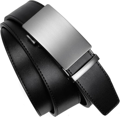 Founders & C Men's Ratchet Belt 1 3/8",Leather Dress Belt Adjustable with Click Sliding Buckle Trim to Exact Fit