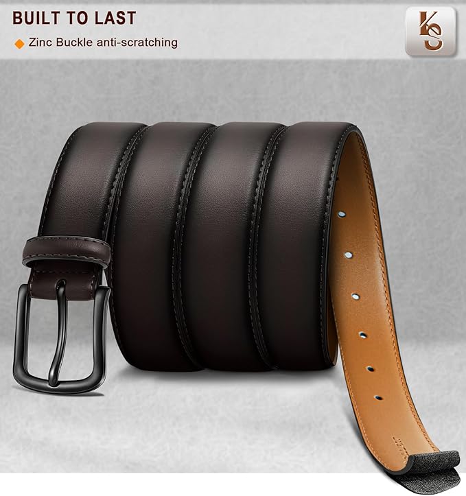 KEMISANT Men Belt-Genuine Leather Belt for Men Dress Casual Golf Jeans 1 3/8"