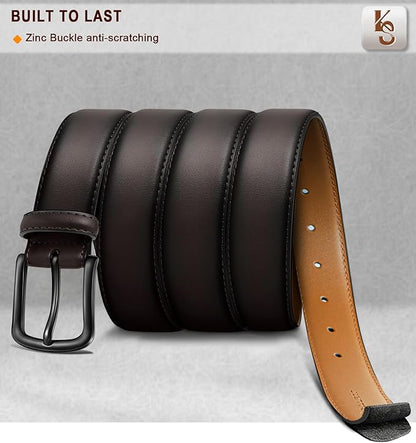 KEMISANT Men Belt-Genuine Leather Belt for Men Dress Casual Golf Jeans 1 3/8"